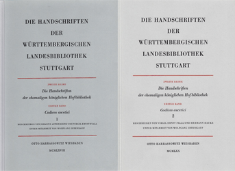 Die Handschriften der ehemaligen Königlichen Hofbibliothek [Stuttgart]. Band 1: Codices ascetici