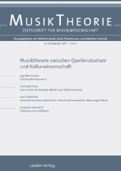 Musiktheorie zwischen Quellenstudium und Kulturwissenschaft