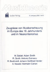 Zeugnisse von Musikanschauung im Europa des 18. Jahrhunderts und im Neukantianismus