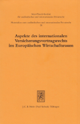 Buchcover Aspekte des internationalen Versicherungsvertragsrecht im Europäischen Wirtschaftsraum ...