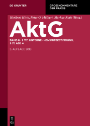 Buchcover AktG - Aktiengesetz. Großkommentar. Band 6: § 117; Unternehmensmitbestimmung; § ...