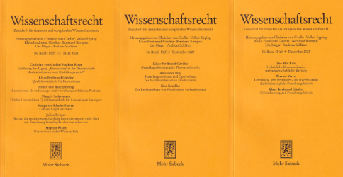 Buchcover WissR - Wissenschaftsrecht. Jahrgang 56 (2023)