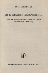 Buchcover Die Ideenlehre Jakob Wegelins