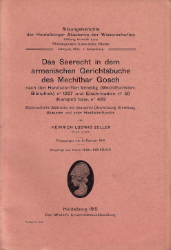 Das Seerecht in dem armenischen Gerichtsbuche des Mechithar Gosch nach den Handschriften Venedig