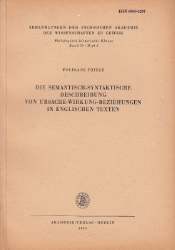 Die semantisch-syntaktische Beschreibung von Ursache-Wirkung-Beziehungen in englischen Texten