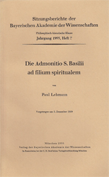 Die Admonitio S. Basilii ad filium spiritualem