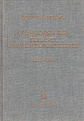 Verzeichnis der Berliner Universitätsschriften 1810-1885