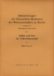 Aufbau und Sinn der Völkerwissenschaft