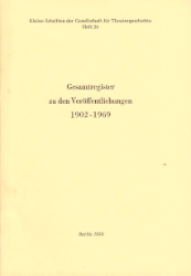 Gesamtregister zu den Veröffentlichungen 1902-1969