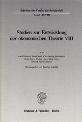 Studien zur Entwicklung der ökonomischen Theorie. Band VIII