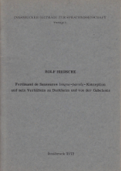 Ferdinand de Saussures langue-parole-Konzeption und sein Verhältnis zu Durkheim und von der Gabelentz