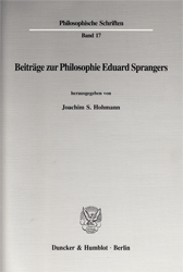 Beiträge zur Philosophie Eduard Sprangers