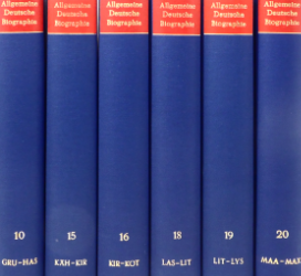 Allgemeine Deutsche Biographie. Das Paket: 42 Bände: 1-4, 6, 9-10, 12-13, 15-16, 18-24, 28-32, 35-39, 42-44, 46-56