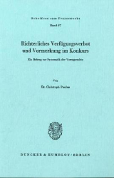 Richterliches Verfügungsverbot und Vormerkung im Konkurs
