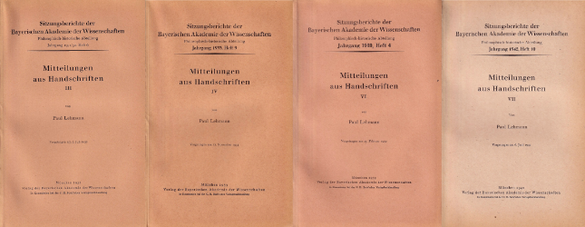 Mitteilungen aus Handschriften. Band III, IV, VI, VII