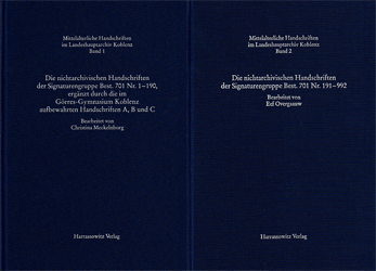 Die nichtarchivischen Handschriften der Signaturengruppe Best. 701 Nr. 1-992