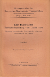 Eine Ingolstädter Bücherschenkung vom Jahre 1502