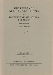 Die Einbände der Handschriften der Universitätsbibliothek Erlangen