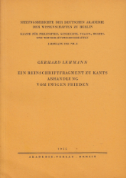 Ein Reinschriftfragment zu Kants Abhandlung vom Ewigen Frieden