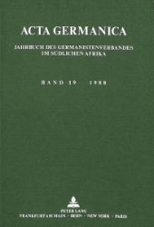 Buchcover Acta Germanica. Band 19 · 1988