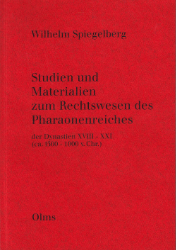 Studien und Materialien zum Rechtswesen des Pharaonenreiches der Dynastien XVIII-XXI