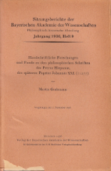 Handschriftliche Forschungen und Funde zu den philosophischen Schriften des Petrus Hispanus,