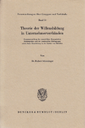 Buchcover Theorie der Willensbildung in Unternehmerverbänden