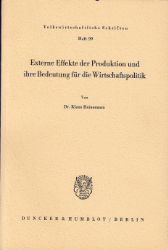Buchcover Externe Effekte der Produktion und ihre Bedeutung für die Wirtschaftspolitik
