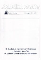 Musiktheorie. 16. Jahrgang 2001 · Heft 1