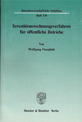 Investitionsrechnungsverfahren für öffentliche Betriebe