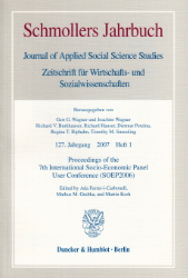 Proceedings of the 7th International Socio-Economic Panel User Conference (SOEP2006)