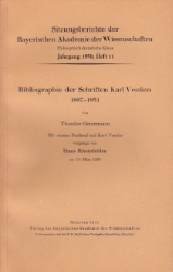 Bibliographie der Schriften Karl Vosslers 1897-1951