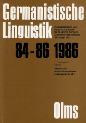 Germanistische Linguistik / Studien zur neuhochdeutschen Lexikographie, Band VI