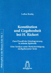 Konstitution und Gegebenheit bei H. Rickert