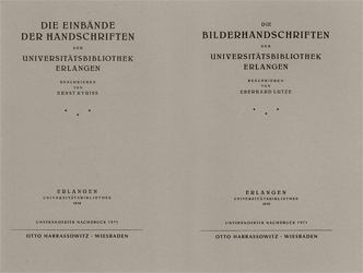 Katalog der Handschriften der Universitätsbibliothek Erlangen, Band 6.1 und 6.2