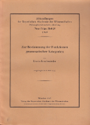 Zur Bestimmung der Funktionen grammatischer Kategorien