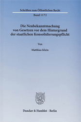 Die Neubekanntmachung von Gesetzen vor dem Hintergrund der staatlichen Konsolidierungspflicht