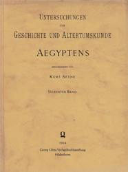 Untersuchungen zur Geschichte und Altertumskunde Aegyptens. Siebenter Band