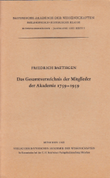 Das Gesamtverzeichnis der Mitglieder der Akademie 1759-1959