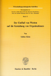 Buchcover Der Einfluß von Werten auf die Gestaltung von Organisationen