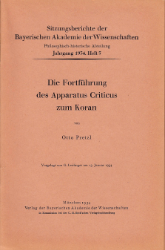 Die Fortführung des Apparatus Criticus zum Koran