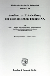 Studien zur Entwicklung der ökonomischen Theorie XX