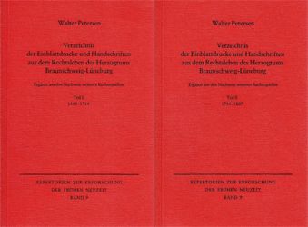 Verzeichnis der Einblattdrucke und Handschriften aus dem Rechtsleben des Herzogtums Braunschweig-Lüneburg